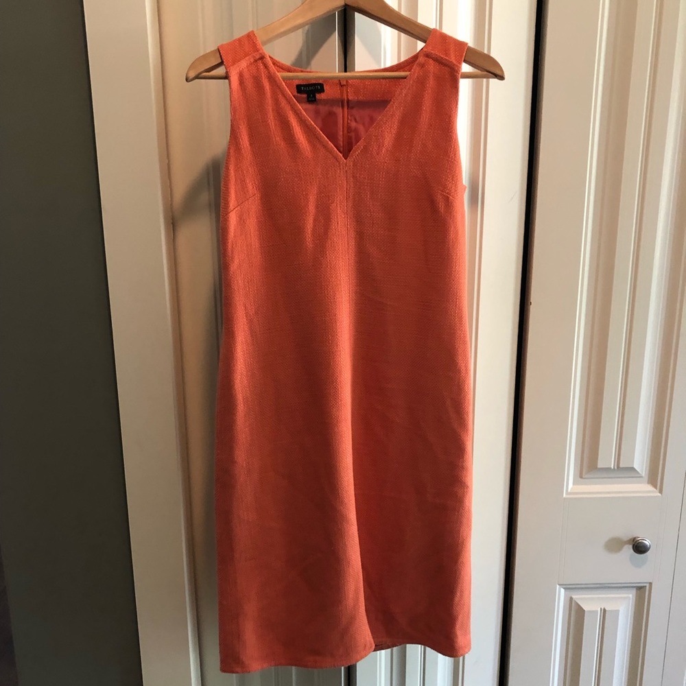 Talbots orange woven shift dress sz 2